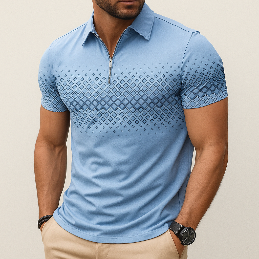 Monarch – Polo Homme à Imprimé Géométrique avec Fermeture Éclair – Élégant et Confortable au Quotidien