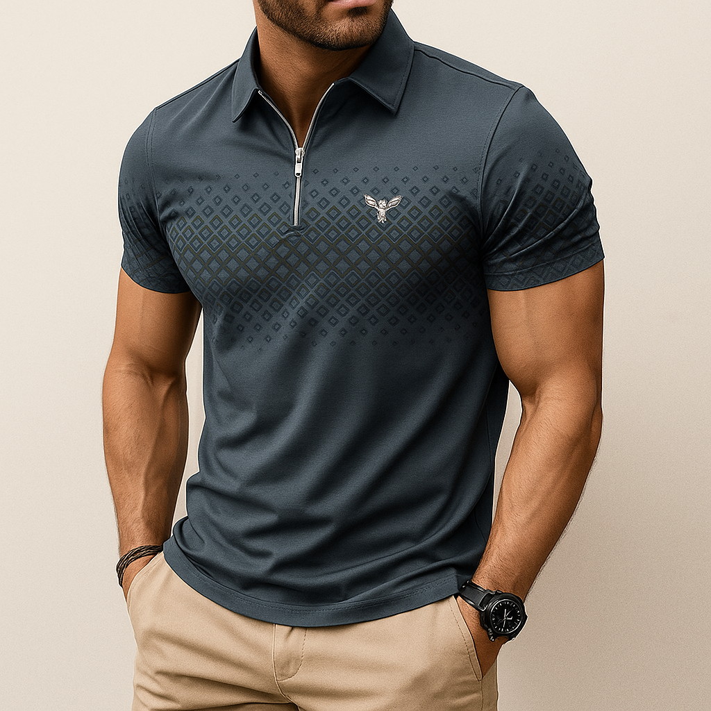 Monarch – Polo Homme à Imprimé Géométrique avec Fermeture Éclair – Élégant et Confortable au Quotidien