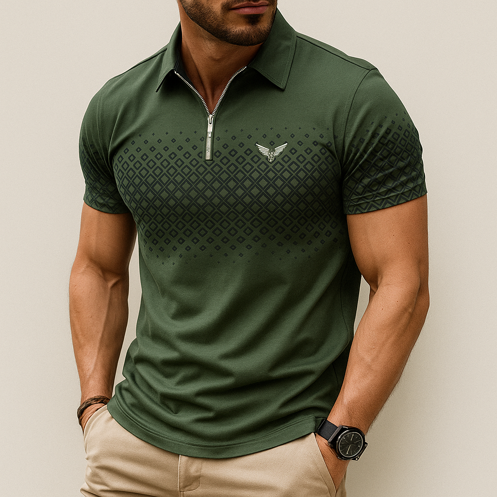 Monarch – Polo Homme à Imprimé Géométrique avec Fermeture Éclair – Élégant et Confortable au Quotidien