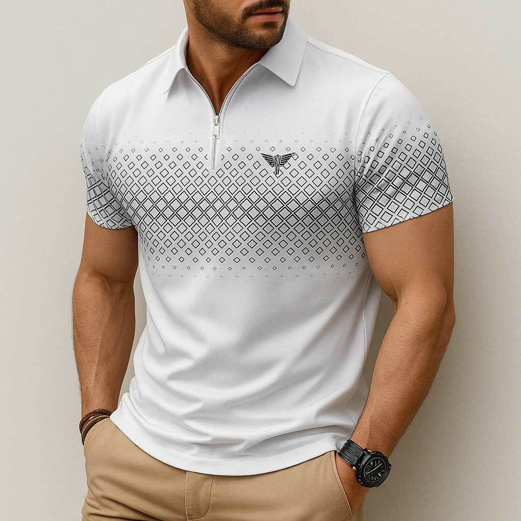 Monarch – Polo Homme à Imprimé Géométrique avec Fermeture Éclair – Élégant et Confortable au Quotidien