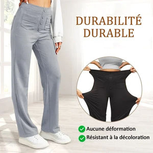 ??50% de réduction??Haute élasticité - Pantalon décontracté à jambe droite et taille haute