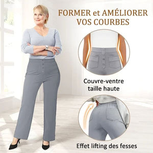 ??50% de réduction??Haute élasticité - Pantalon décontracté à jambe droite et taille haute