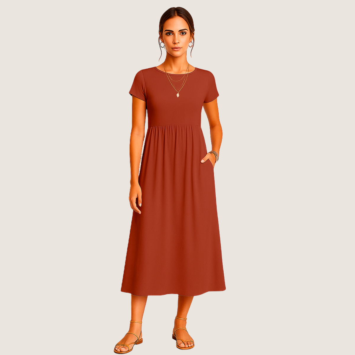 Monarch Robe Midi Alice – Élégance Décontractée et Intemporelle