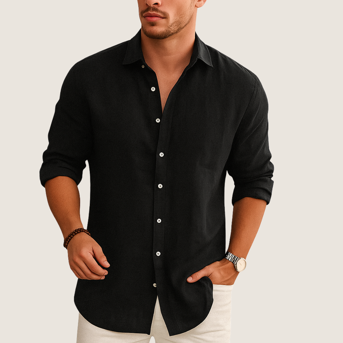 Monarch Chemise Lin & Coton – Élégance Décontractée Automne