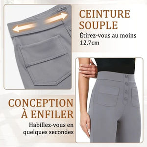 ??50% de réduction??Haute élasticité - Pantalon décontracté à jambe droite et taille haute