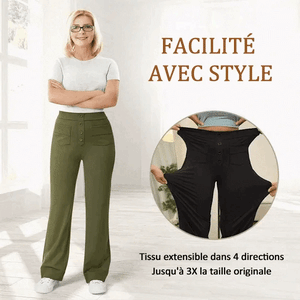 ??50% de réduction??Haute élasticité - Pantalon décontracté à jambe droite et taille haute