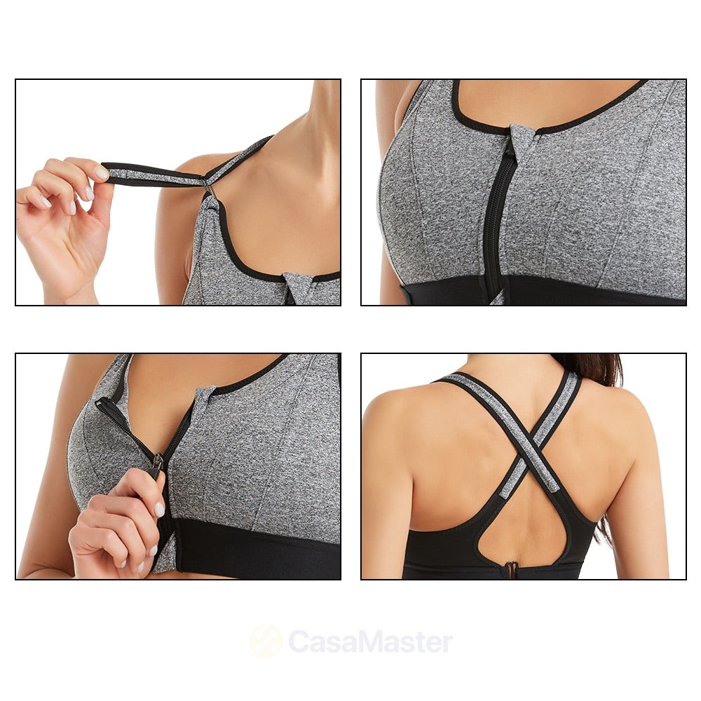 Haut de fitness d'entraînement réglable à soutien maximal - Bra