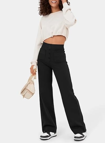 ??50% de réduction??Haute élasticité - Pantalon décontracté à jambe droite et taille haute
