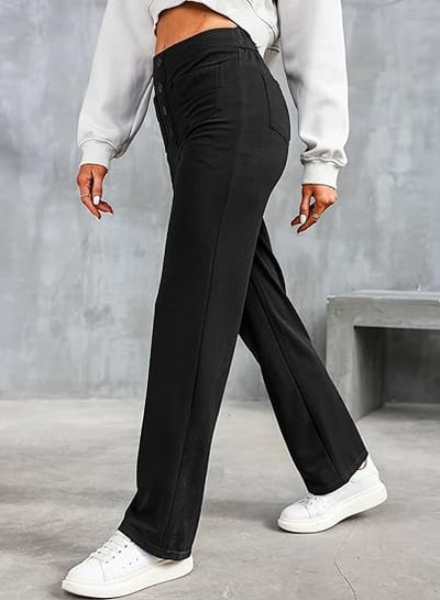 ??50% de réduction??Haute élasticité - Pantalon décontracté à jambe droite et taille haute