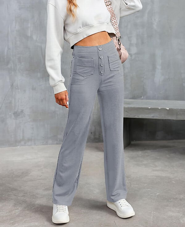 ??50% de réduction??Haute élasticité - Pantalon décontracté à jambe droite et taille haute