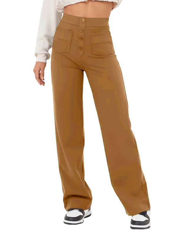 ??50% de réduction??Haute élasticité - Pantalon décontracté à jambe droite et taille haute