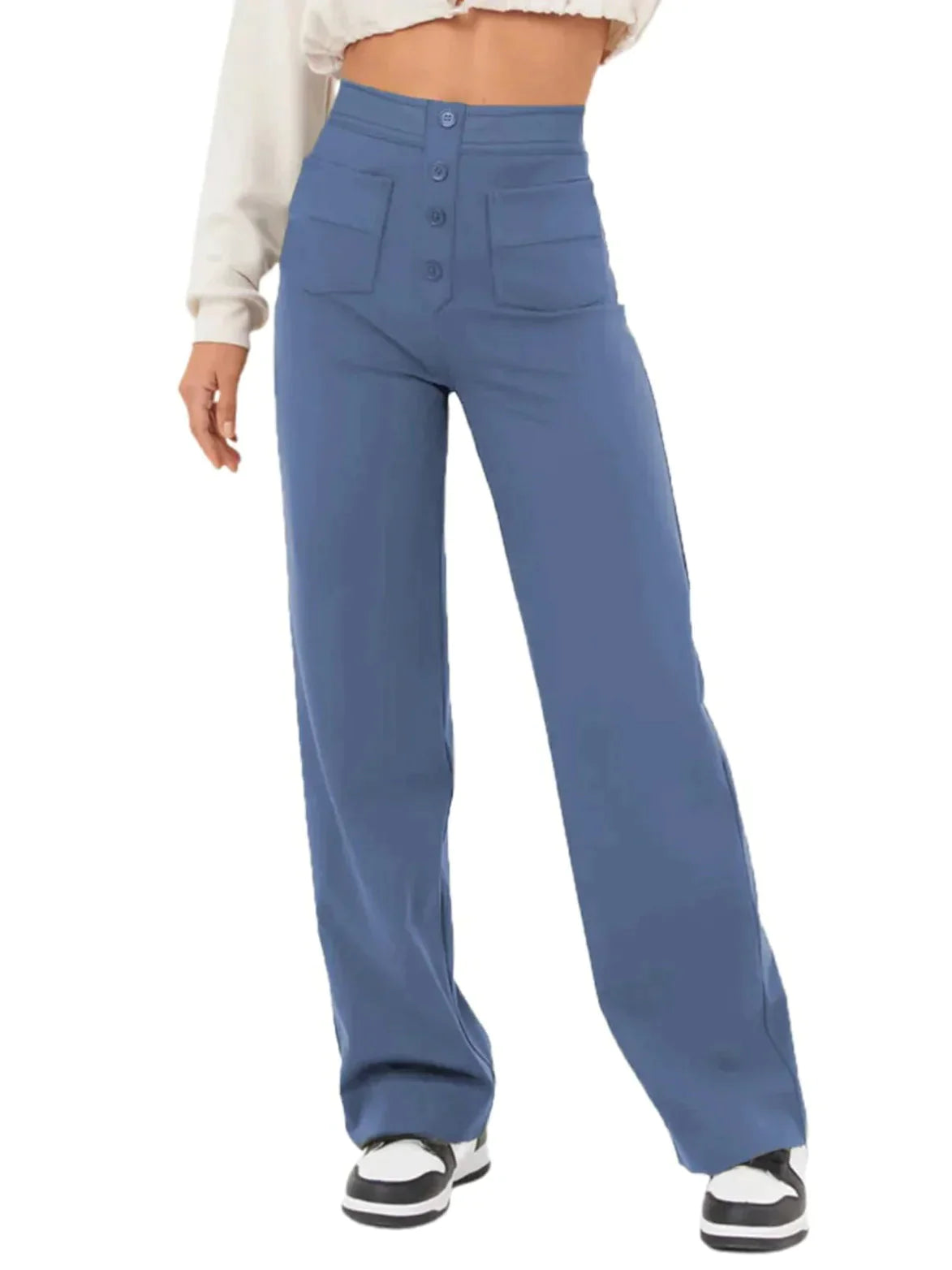 ??50% de réduction??Haute élasticité - Pantalon décontracté à jambe droite et taille haute
