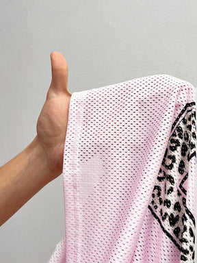Ayla | Dames oversized mesh jersey shirt met V-hals en dierenprint