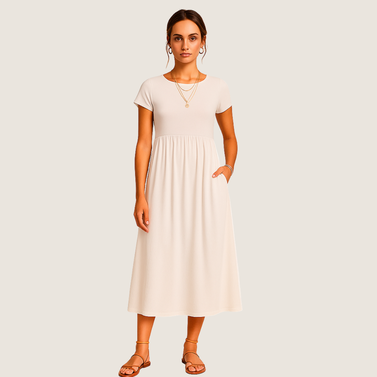 Monarch Robe Midi Alice – Élégance Décontractée et Intemporelle