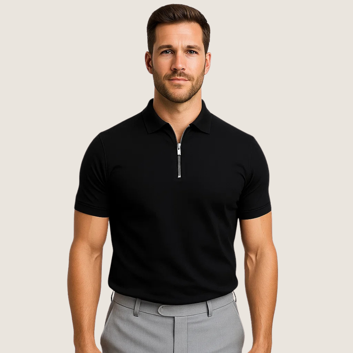 Monarch heren polo met rits – Moderne stijl en licht comfort