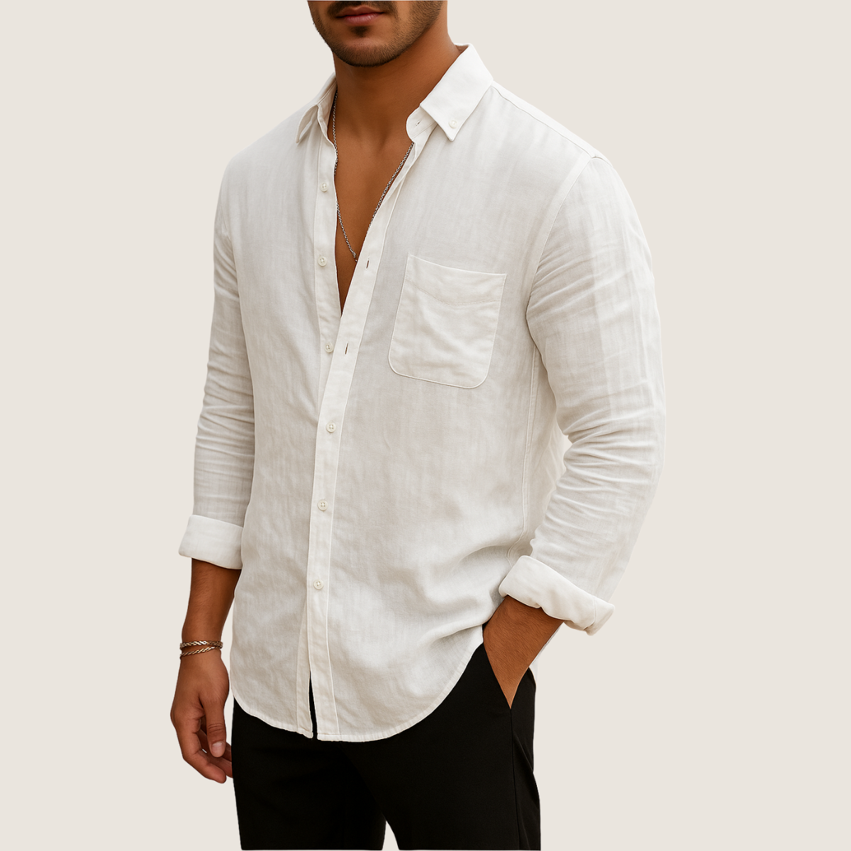 Monarch Chemise Lin & Coton – Casual Chic Longues Manches
