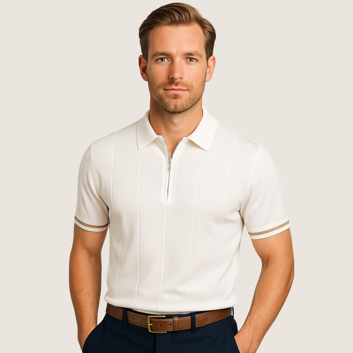 Monarch – Polo Slim Fit pour Homme avec Fermeture Éclair – Style Minimaliste et Confort pour Toutes les Occasions