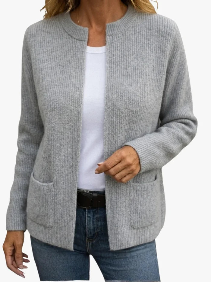 Colette | Warm gebreid vest met rits en zakken