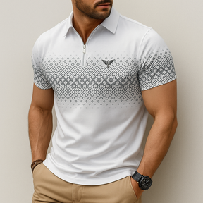 Monarch – Polo Homme à Imprimé Géométrique avec Fermeture Éclair – Élégant et Confortable au Quotidien