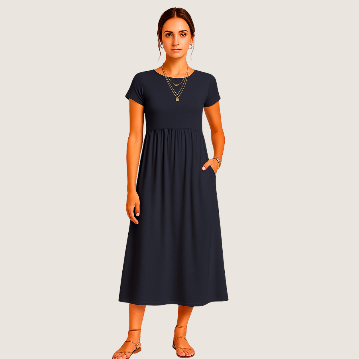 Monarch Robe Midi Alice – Élégance Décontractée et Intemporelle