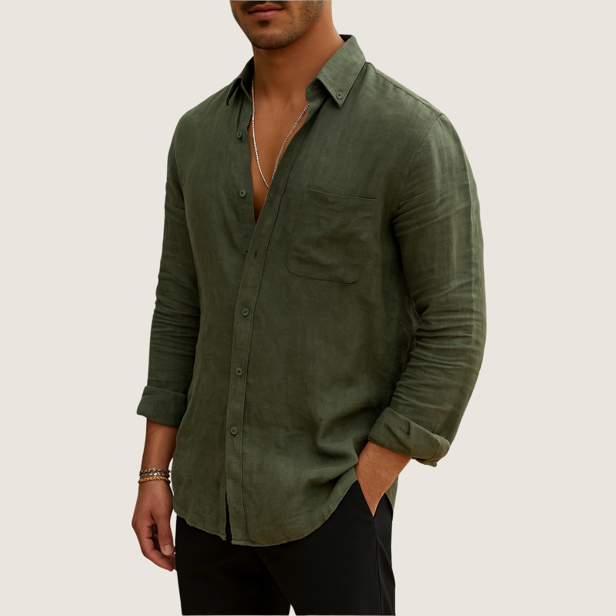 Monarch Chemise Lin & Coton – Casual Chic Longues Manches
