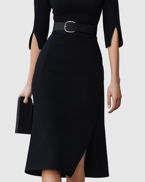 Catherine | Dames Midi Jurk Met Tailleband