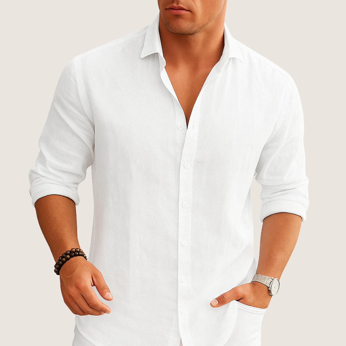 Monarch Chemise Lin & Coton – Élégance Décontractée Automne