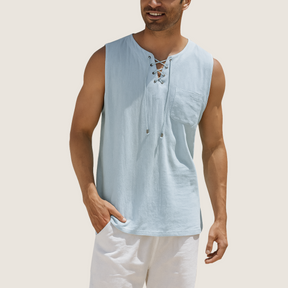 Monarch Débardeur Lin & Coton – Style Rétro à Lacets