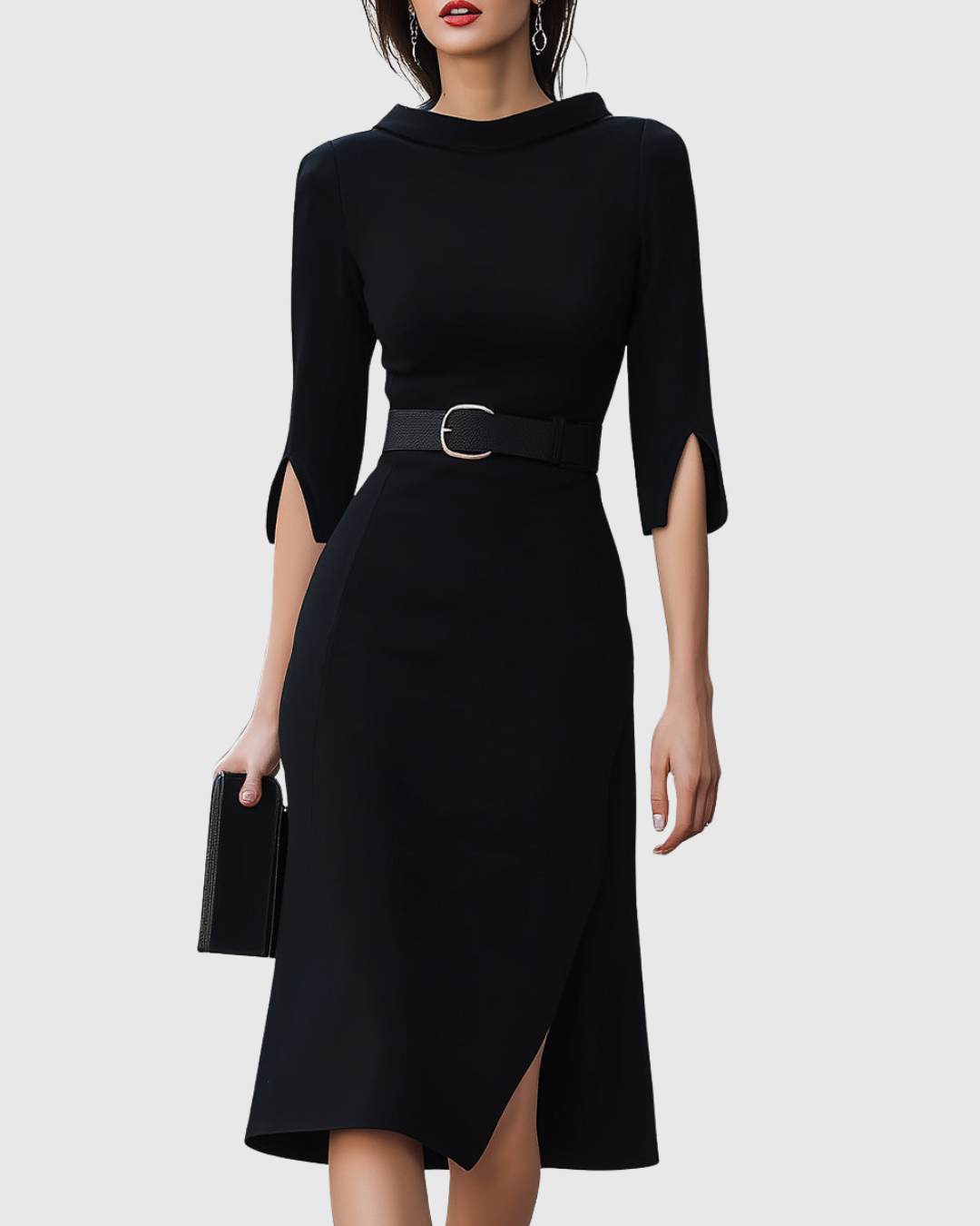 Catherine | Dames Midi Jurk Met Tailleband