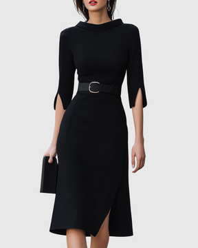 Catherine | Dames Midi Jurk Met Tailleband