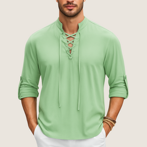 Monarch Chemise Bohème en Lin – Élégance Décontractée à Lacets