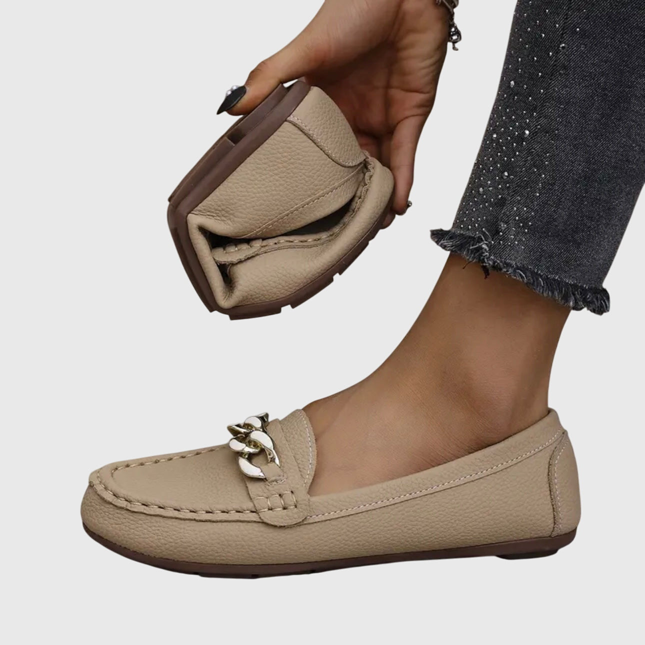 Jessica | Dames Kettingdetail Instap Loafers