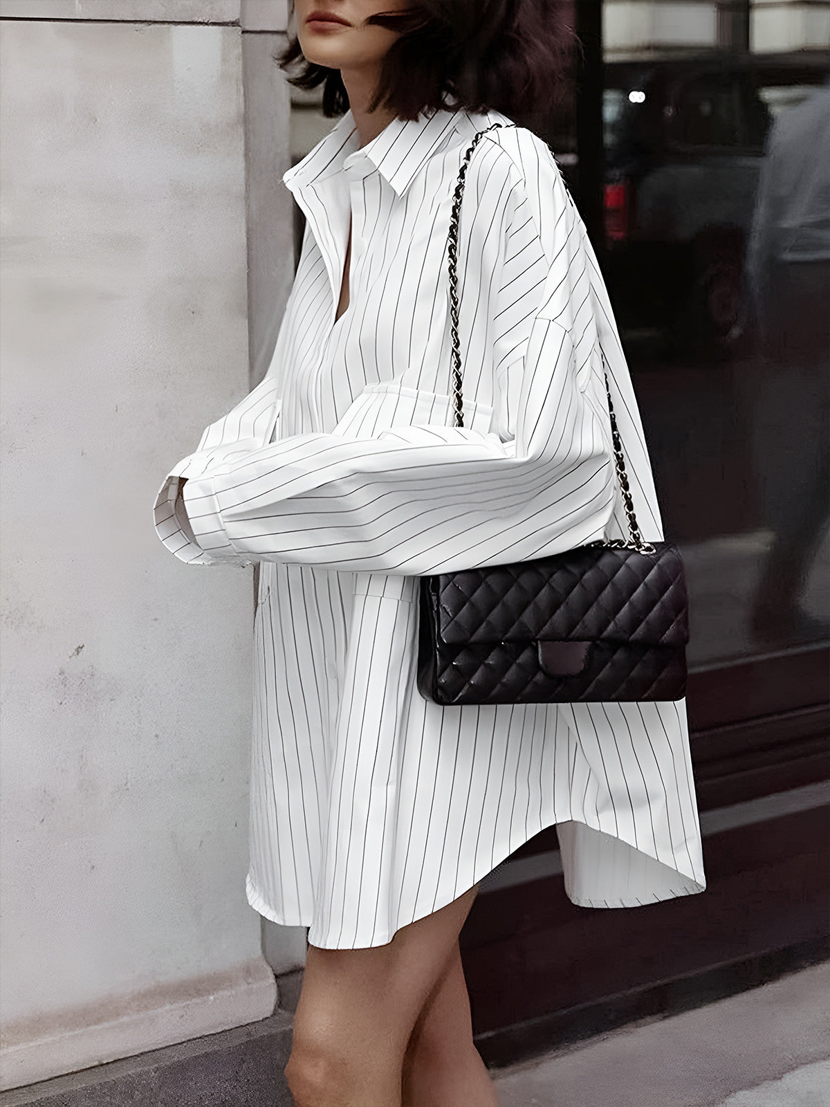 Aurelia | Dames oversized blousejurk met strepen en grote zakken