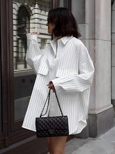 Aurelia | Dames oversized blousejurk met strepen en grote zakken