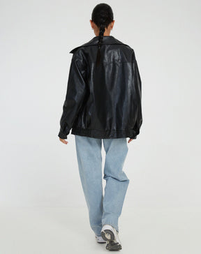 Sophia | Oversized PU-Leren Jas Dames – Modieuze Look, Hoogwaardig Kunstleer