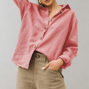 Annabelle | Dames Losvallende Blouse met Knoopsluiting en Lange Mouwen