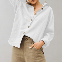 Annabelle | Dames Losvallende Blouse met Knoopsluiting en Lange Mouwen