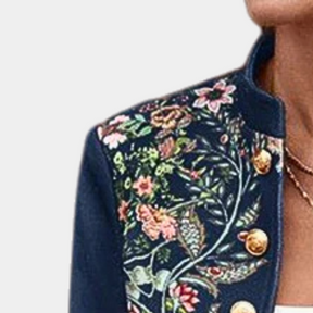 Margaret | Dames Blazer met Borduursel en Knoopsluiting, Rechte Pasvorm