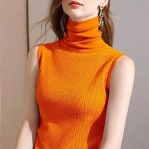 Diede | Dames elegante mouwloze coltrui top van elastisch materiaal