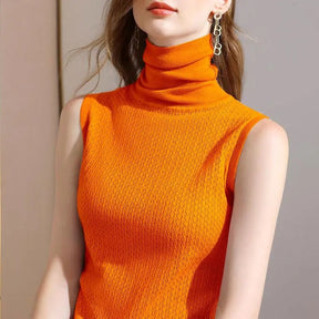 Diede | Dames elegante mouwloze coltrui top van elastisch materiaal