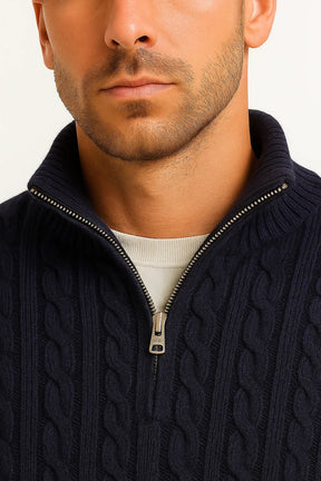 Stephen | Heren Lente Kabelgebreide Trui Met Rits