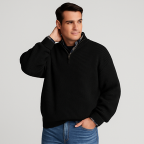 Dominic | Heren casual half-zip ribgebreide trui