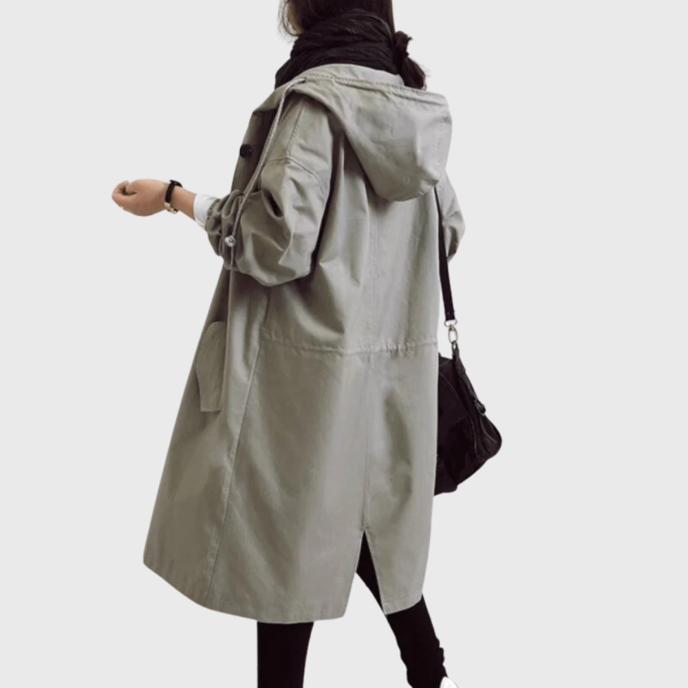 Mary | Dames Casual Capuchon Lange Lijn Knoop Jas