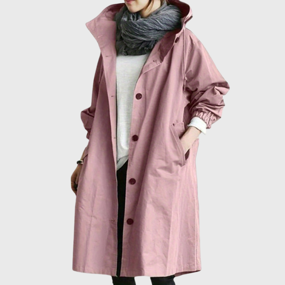 Mary | Dames Casual Capuchon Lange Lijn Knoop Jas