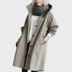 Mary | Dames Casual Capuchon Lange Lijn Knoop Jas
