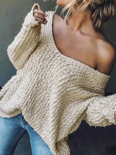 Fenna | Dames grofgebreide oversized trui met off-shoulder hals