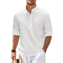 Joachim | Heren casual henley shirt met lange mouwen en knoopsluiting
