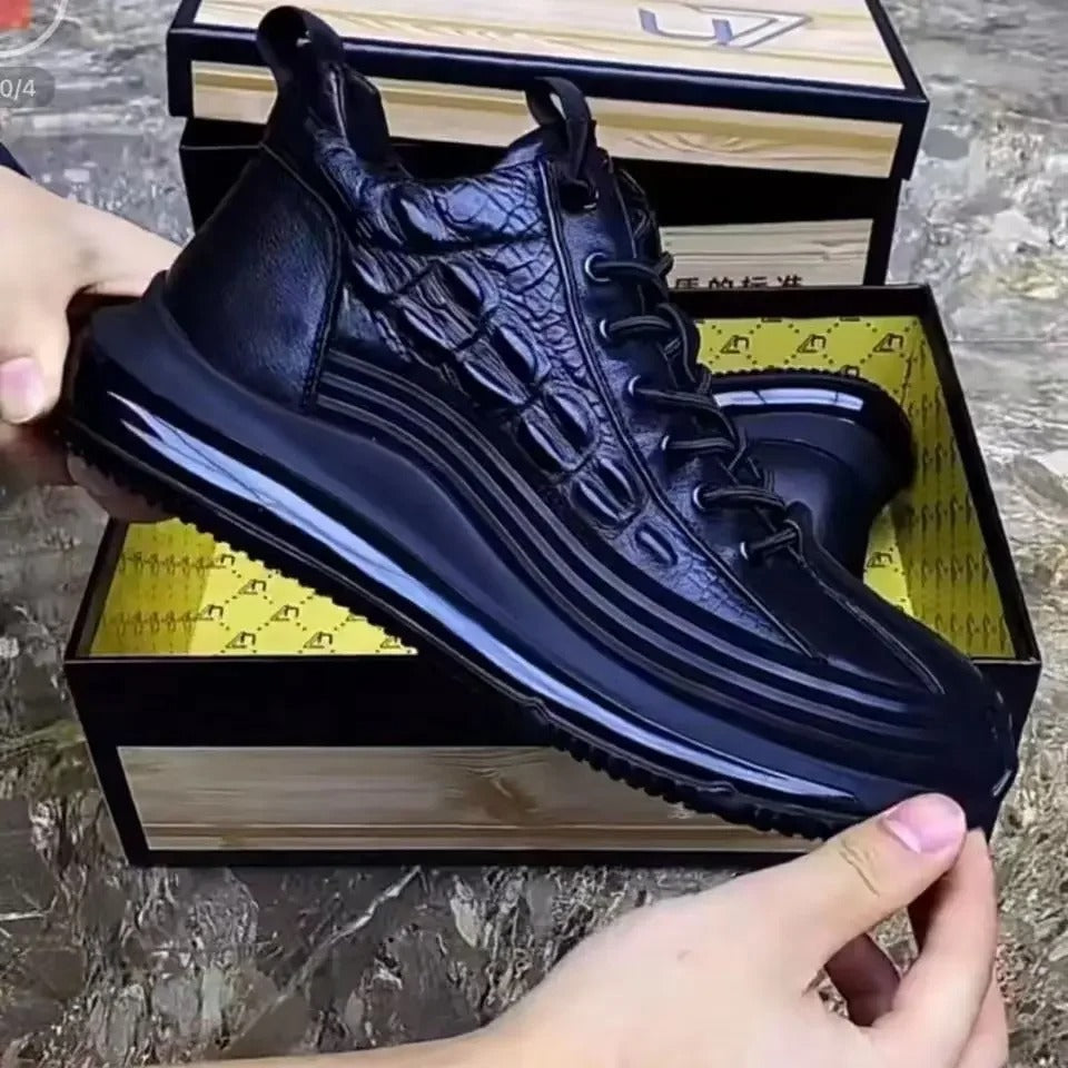 Monarch Wear - Italiaanse casual schoenen van krokodillenprint met luchtkussen voor heren