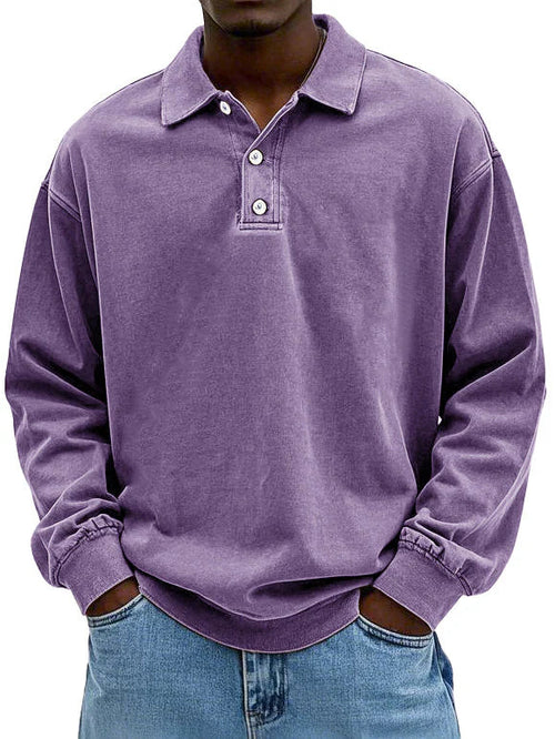 Asher | Heren Casual Polo Shirt met Lange Mouwen